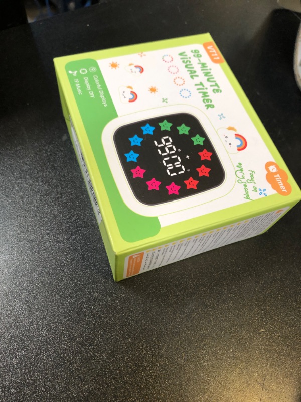 Photo 1 of Yunbaoit Digital Visual Timer for Kids, Rechargeable 99-Minute Silent Countdown Timer with 19 Ringtones, 9 Optional DIY Color Star Display, Time Management Tool with Pause Function (Rainbow)