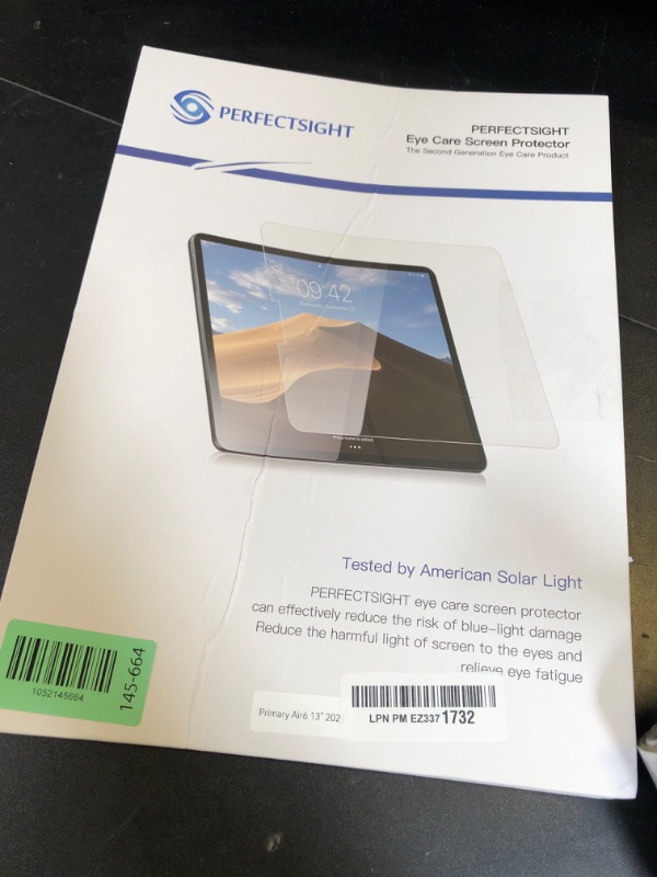 Photo 1 of PERFECTSIGHT Anti Glare Blue Light Screen Protector Compatible with iPad Air 13 Inch M3/M2 (7th/6th Generation, 2025/2024), Matte Low Reflection Eye Protection Blue Light Filter Tempered Glass, 1 Pack
