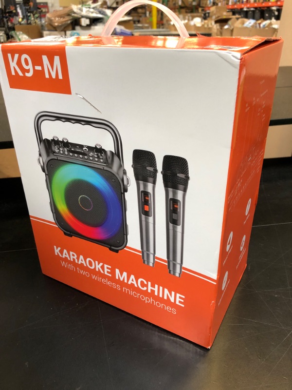 Photo 1 of Karaoke Machine, Portable Bluetooth Speaker with 2 Wireless Microphones for Adults & Kids with Lights, Karaoke Microphone with PA System Supports USB/TF/REC/FM/AUX for Home Party Home System Packages