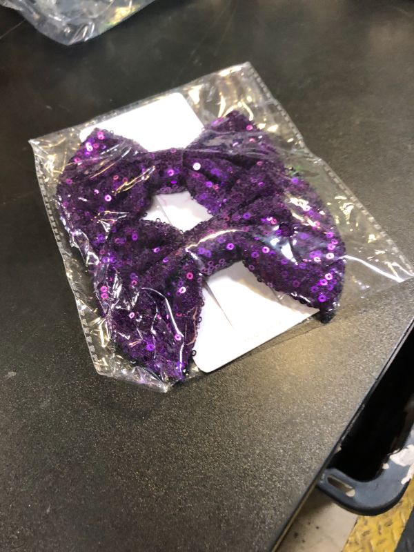 Photo 1 of KISZU Large 5 Inch Glitter Hair Bows Clips, Sparkling Sequin Big Bow HairPins for Baby Girls Children Teens and Women (Purple)