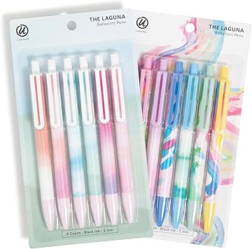 Photo 1 of U Brands Laguna Ballpoint Pens, Set of 12, Wavy Paint, Bold (1.0mm) Point, Black Ink
