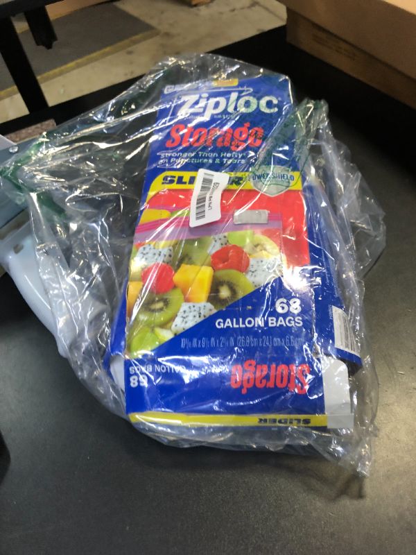 Photo 1 of Ziploc Gallon Food Storage Slider Bags, Power Shield Technology for More Durability, 68 Count