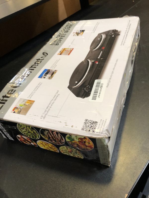 Photo 1 of Elite Gourmet EDB-302BF Countertop Double Cast Iron Burner, 1500 Watts Electric Hot Plate, Temperature Controls, Power Indicator Lights, Easy to Clean, Black