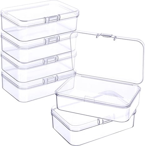 Photo 1 of 6 Pieces Mini Plastic Clear Beads Storage Containers Box for Collecting Small Items, Beads, Jewelry, Business Cards, Game Pieces, Crafts (3.27 x 2.13 x 1.02 Inch)
