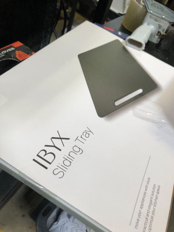 Photo 1 of Ibyx Elegant Sliding Tray for Your Coffee Maker & Heavy Kitchen Appliances - Sturdy, Slides Easily from Under The Cabinet (Black, 12”W x 16”D)