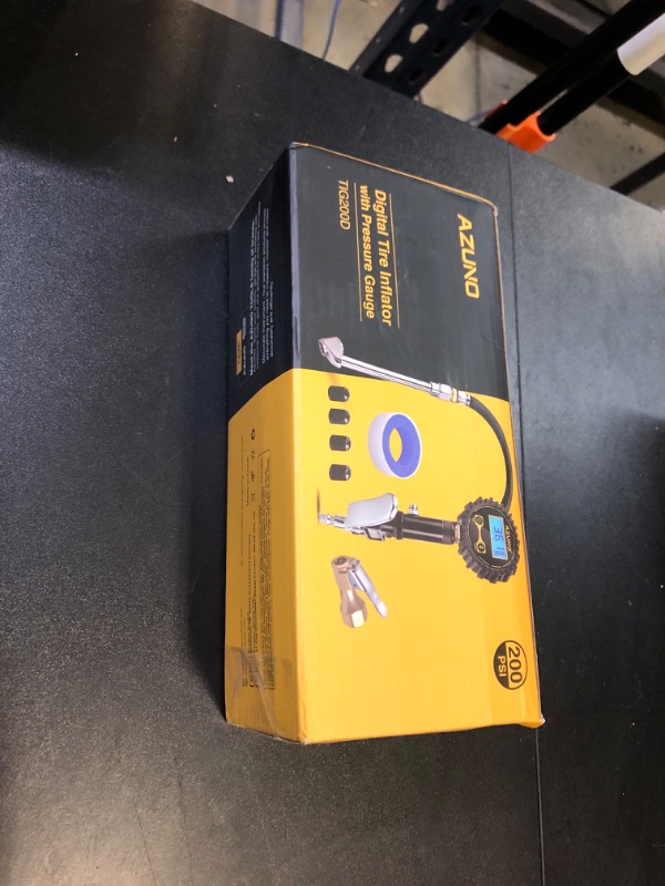 Photo 1 of AZUNO Digital Tire Inflator with Pressure Gauge, 200 PSI, Heavy Duty Air Compressor Accessories, w/Rubber Hose Lock on Air Chuck and Quick Connect Coupler