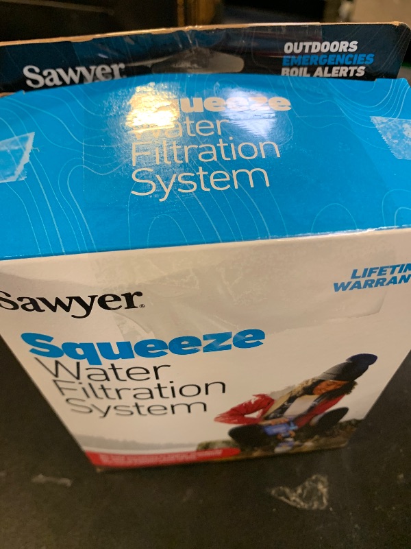 Photo 1 of Sawyer Products SP129 Squeeze Water Filtration System w/ Two 32-Oz Squeeze Pouches, Straw, and Hydration Pack Adapter