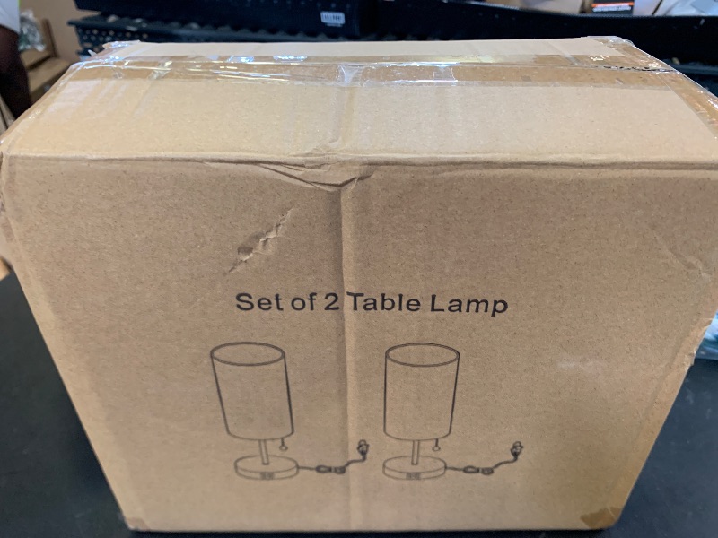 Photo 1 of Set of 2 Table Lamps with 2 USB Ports, Modern Bedside, Desk Lamps with Pull Chain, Nightstand Lamps with Cream Fabric Shade and Oak Metal Base for Living Room Bedroom Office Reading Dorm Hotel