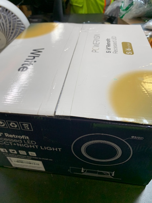 Photo 1 of POWERASIA 12 Pack 5/6 Inch LED Can Lights with Night Light, 5CCT Retrofit Recessed Lighting Selectable 2700K-6000K Dimmable, 12W=75W, 1200LM Downlight with Metal Smooth Trim - ETL and Energy Star