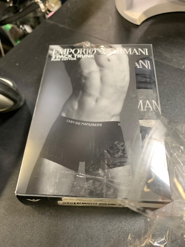 Photo 1 of Emporio Armani Men's 3-Pack Cotton Trunks, Grey/Navy/Black, Medium