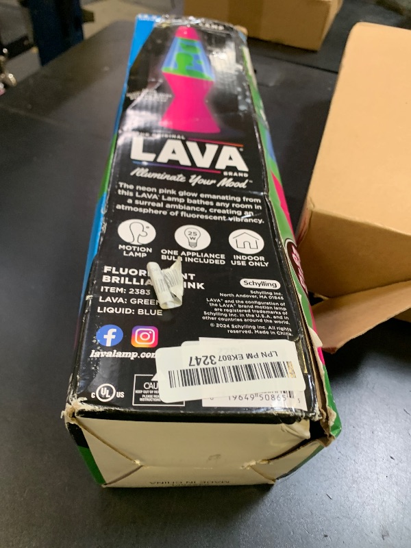 Photo 1 of LAVA The Original Lamp - 14.5" Neon Pink - Classic Liquid Motion Lamp - Green/Yellow and Blue Liquid - Item #2383 (Amazon Exclusive)