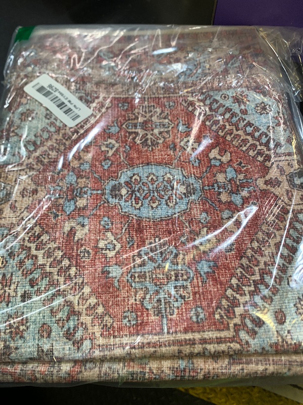 Photo 1 of Bavni Clearance 2x5 Runner Rug Non Slip, Machine Washable Rug Runners for Hallways, Vintage Distressed Print Kitchen Runner, Low Pile Lightweight Carpet Runner for Entryway Laundry Bedroom, Spice Sky