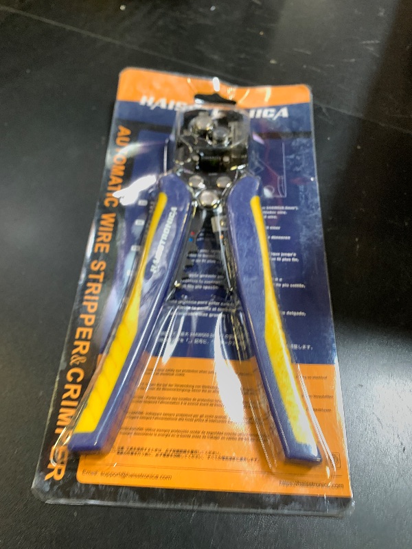 Photo 1 of haisstronica Self-Adjusting Wire Stripper, 3 in 1 Stripper/Cutter/Crimping Heavy Duty Automatic Electrical Wire Strippers for 10-24 AWG