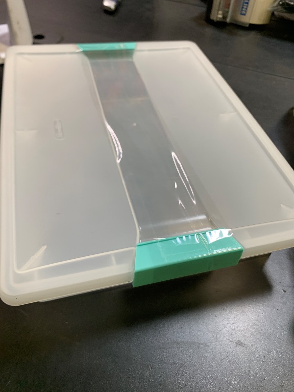 Photo 1 of Sterilite Clip Box, Stackable Small Storage Bin with Latching Lid, Plastic Container to Organize Office, Crafts, Clear Base and Lid, Large, 1-Pack