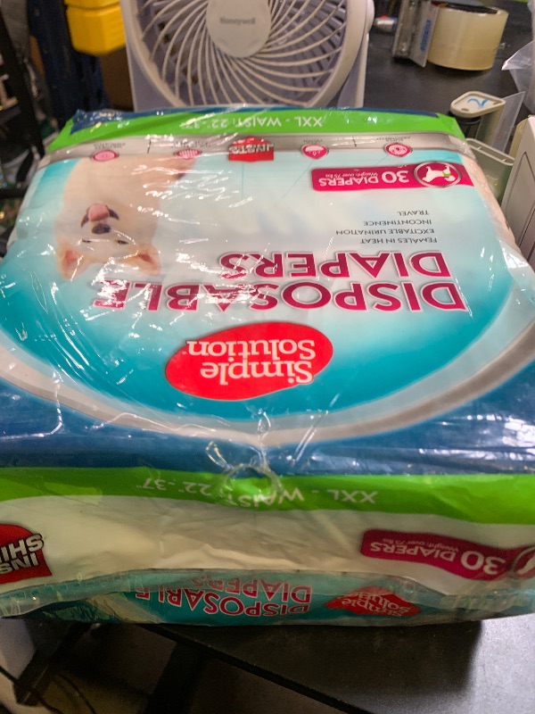 Photo 1 of Simple Solution Dog Diapers Female, Dog Diapers, Potty Training, Super Absorbent, Breathable, Wetness Indicator for Urination, 22-37 Inch Waist, (XXL, 30ct)