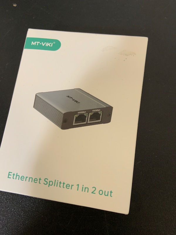 Photo 1 of MT-VIKI Ethernet Splitter 1 to 2 High Speed 1000Mbps, Gigabit Dual RJ45 Splitter Adapter for Cat5/5e/6/7/8 Cable [Aluminum Case with Power Cable]
