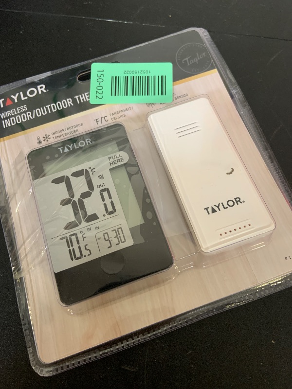 Photo 1 of Taylor Wireless Digital Indoor Outdoor Thermometer, Easy to Read Numbers for Patio, Pool, and Indoor Areas, LCD, Black