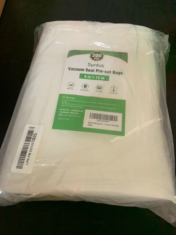 Photo 1 of Syntus Vacuum Sealer Bags for Food, 200 Count Quart 8" x 12" Commercial Grade PreCut Bag, BPA Free Food Vac Bags for Storage, Meal Prep or Sous Vide