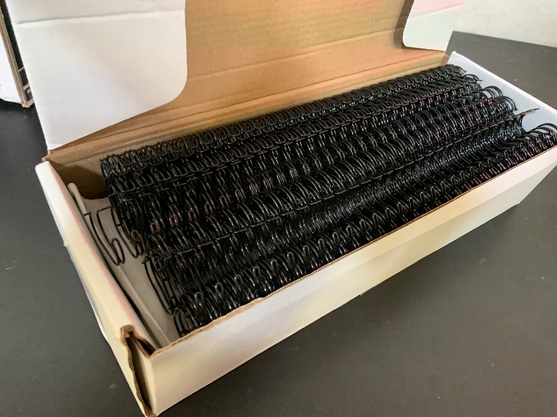 Photo 1 of Rayson Double Loop Binding Wires 5/8 Inch - 3 to 1 Pitch Wire Binding Capacity 140 Sheets, 11 inch Length, 32-Loop Black Wire Ring Pack of 50 to Bind Reports and Projects