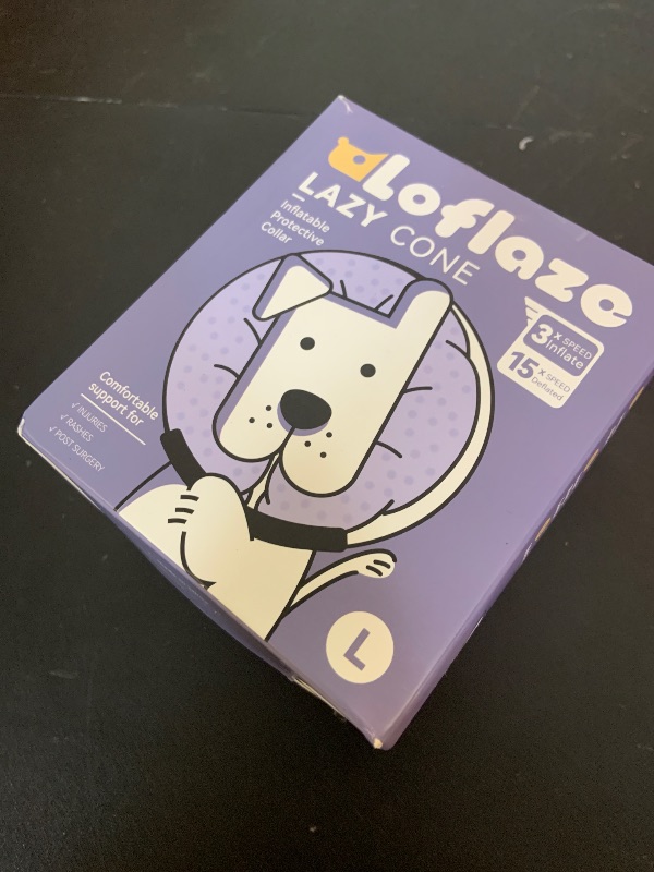 Photo 1 of Loflaze Soft Inflatable Dog Cone Collar Alternative After Surgery - Dog Neck Donut E Collar for Large Medium Small Dogs Cats Post Surgery - Recovery Collar to Stop Licking - Grey, L