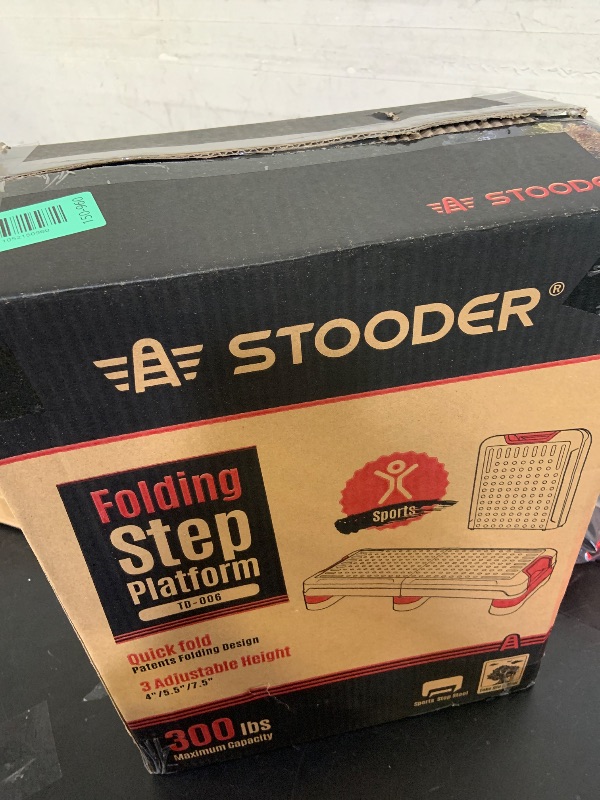 Photo 1 of STOODER 33.5" Aerobic Exercise Folding Step Platform for Home Workout, Configurable 3 Height Workout Stepper for Office Indoor Home Gym Exercise, Lightweight, Save Storage Space Aerobic Step Platform