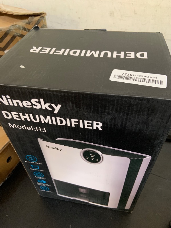 Photo 1 of NineSky Dehumidifier for Home, 70 OZ Water Tank, 800 sq.ft Dehumidifier for Bedroom,Basement,Bathroom with Auto Shut Off, Sleep Mode,5 Colors LED Light,White