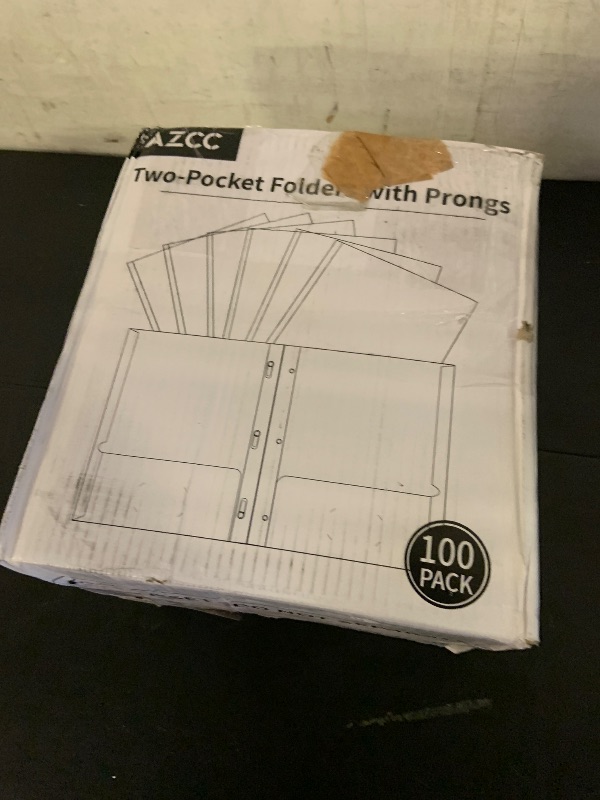 Photo 1 of Two Pocket Folders, RAZCC 100 Pack Two Pocket with Prongs, 3 Prong Folders Fit Letter Size Paper, Pocket Paper File Folders for School Office Home Business, Assorted 5 Colors