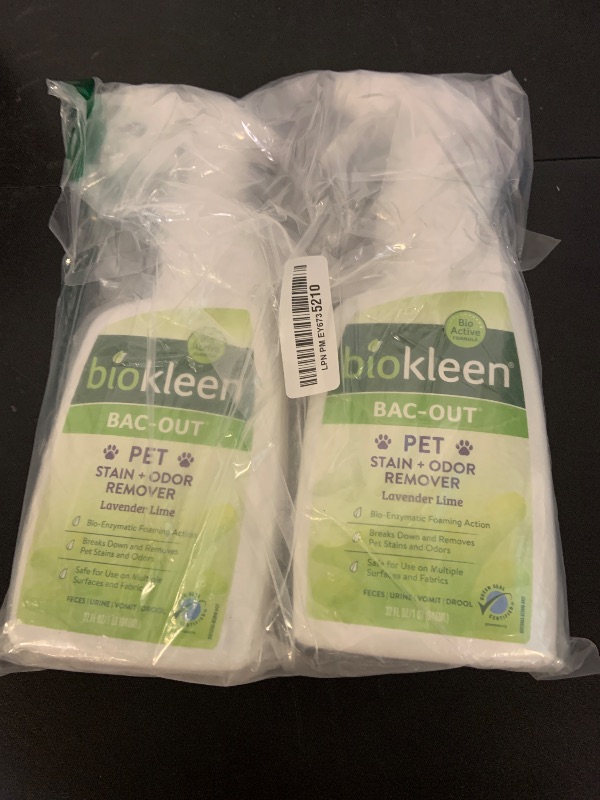 Photo 1 of Biokleen Bac-Out Pet Urine Odor Eliminator - 32 Ounce Spray 2 Pack - Enzymatic, Natural, Destroys Stains & Odors Safely, for Pet Stains on Carpets & Furniture - Micro Towel Included