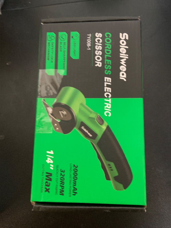 Photo 1 of Cardboard Cutter, Rechargeable Cordless Electric Scissors, 4V Upgrade Motor Electric Box Cutter with 2 Blades, Safety Lock & LED Light, Powerful Cutting for Cardboard Box, Plastic, Leather