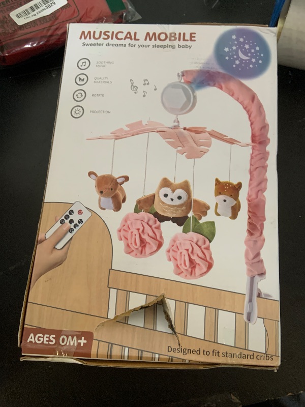 Photo 1 of The Peanutshell Crib Mobile for Girls - Pink and White Musical Baby Crib Mobile with 12 Lullabies, Forest Baby Little Forest Nursery Decor1052151634
