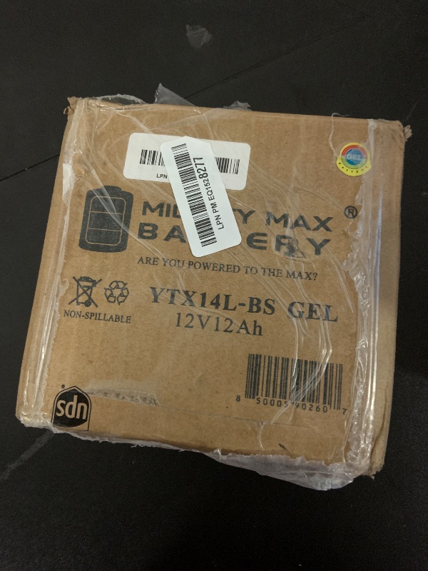 Photo 1 of Mighty Max Battery YTX14L-BS GEL -12 Volt 12 AH, GEL Type, 200 CCA, Rechargeable Maintenance Free SLA AGM Motorcycle Battery