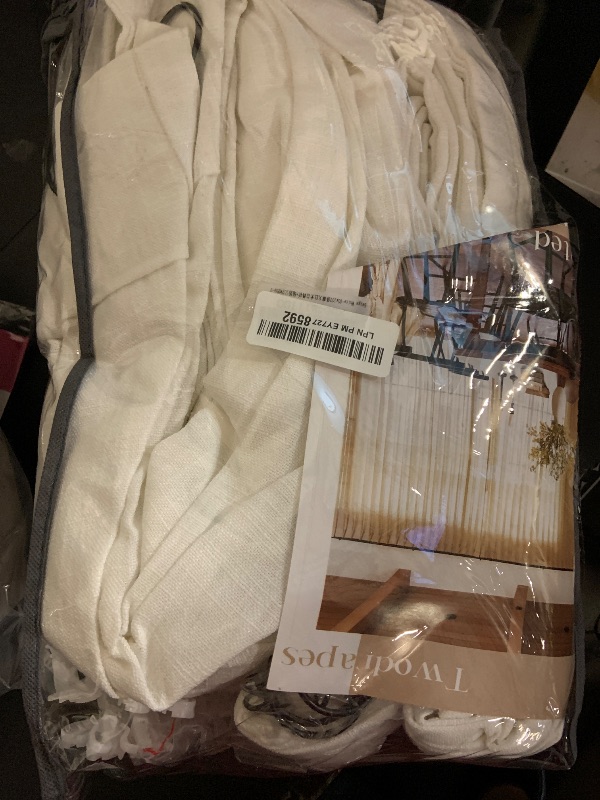 Photo 1 of Off White Linen Curtains 102 Inches Long 2 Panels for Living Room Modern Thick Linen Flax Pinch Pleated Memory Trained Light Filtering Ceiling Semi Sheer Curtain with Hook Rings Ivory Beige White