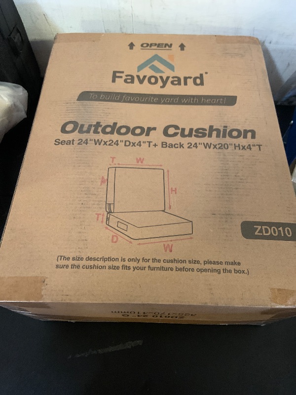 Photo 1 of Favoyard Deep Seat Patio Cushion Set 24 x 24 Inch Waterproof Outdoor Chair Cushions for Patio Furniture with Fade Resistant and Removable Cover with Handle & Adjustable Straps for Patio, Yard, Garden
