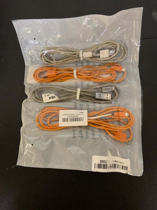 Photo 1 of iPhone Charger Lightning Cables [Apple MFi Certified], 3/3/6/6/6/10 ft, Nylon Braided Fast Charging for iPhone/iPad, 6 Pack, Gray/Orange/Black