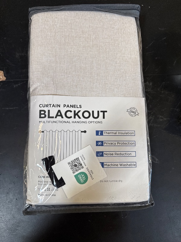 Photo 1 of 100% Blackout Shield Linen Blackout Curtains for Bedroom 108 Inches Long, Back Tab/Rod Pocket Living Room Drapes, Thermal Insulated Blackout Curtains 2 Panels Set, 50" W x 108" L,Cream