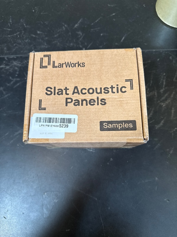 Photo 1 of LARWORKS Samples 4-Pack 6" x 4.7" Wood Slat Acoustic Panels - Include Black, Walnut, Oak, Teak