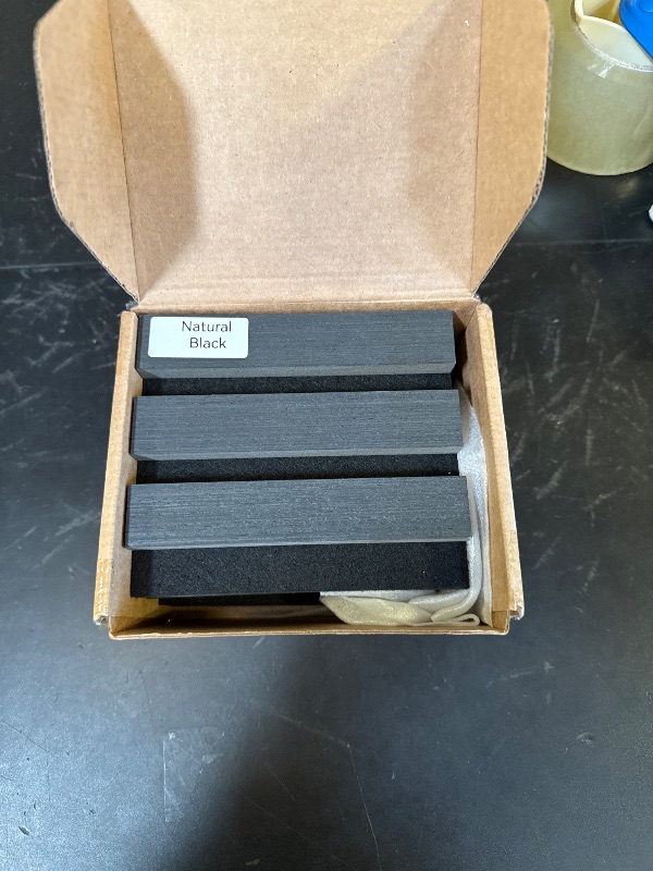 Photo 1 of LARWORKS Samples 4-Pack 6" x 4.7" Wood Slat Acoustic Panels - Include Black, Walnut, Oak, Teak