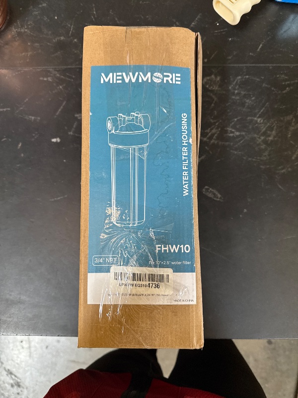 Photo 1 of MewMore FHW10 Whole House Water Filter Housing, Fit 10"x2.5" Sediment etc Filters for Well and City Water, Pre-Filtration System for Home, 3/4" NPT Port, Pressure Release
