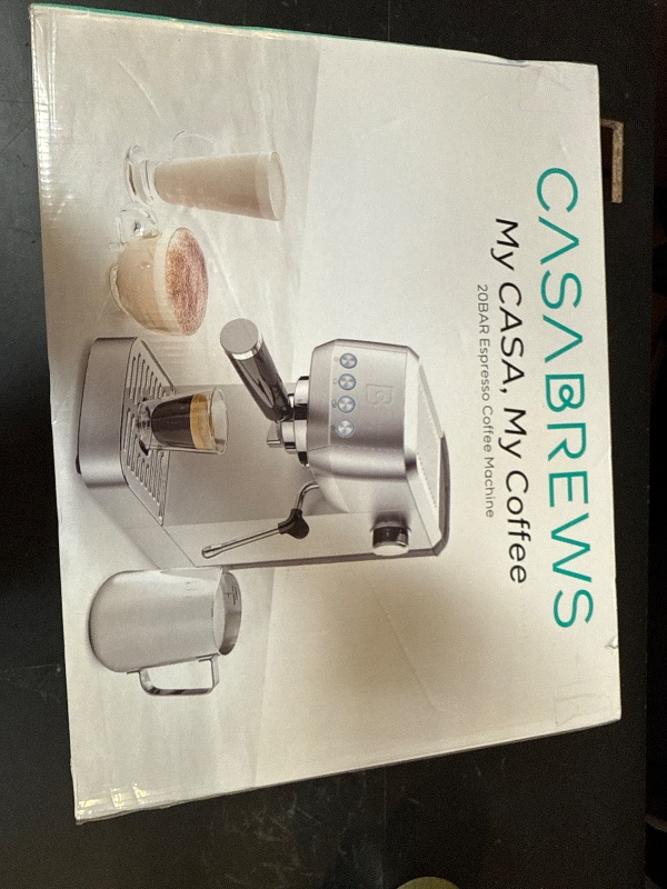 Photo 1 of CASABREWS 3700 Essential Espresso Machine 20 Bar, Stainless Steel Cappuccino & Latte Machine with Steam Frother for Home, 43.9oz Water Tank, Silver