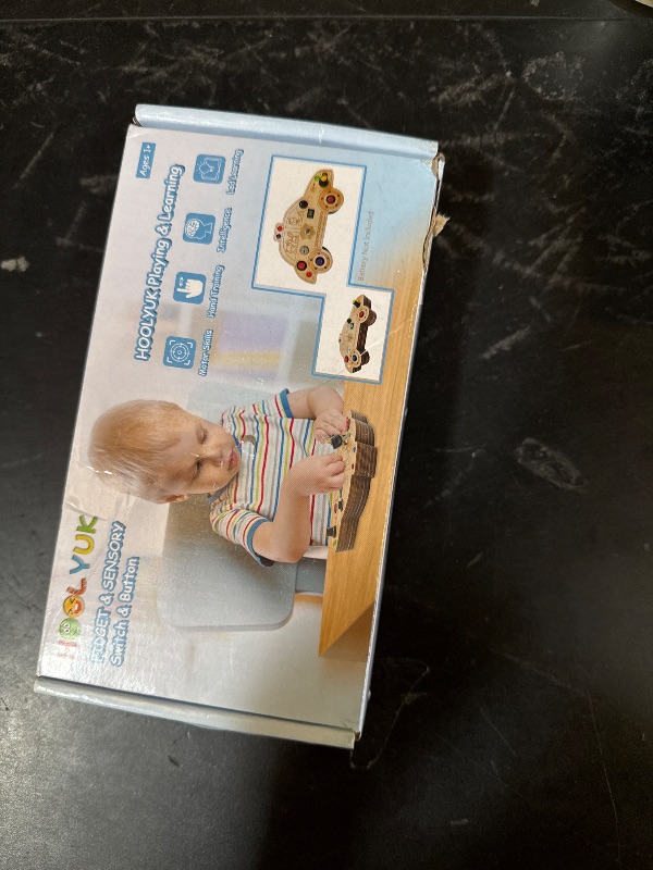 Photo 1 of HOOLYUK Busy Board for 3+ Year Old Toddler, Wooden Car Sensory Toy for Autistic Children with LED Light Switches and Toggle Switch, Portable Fidget Toy Great for Travel