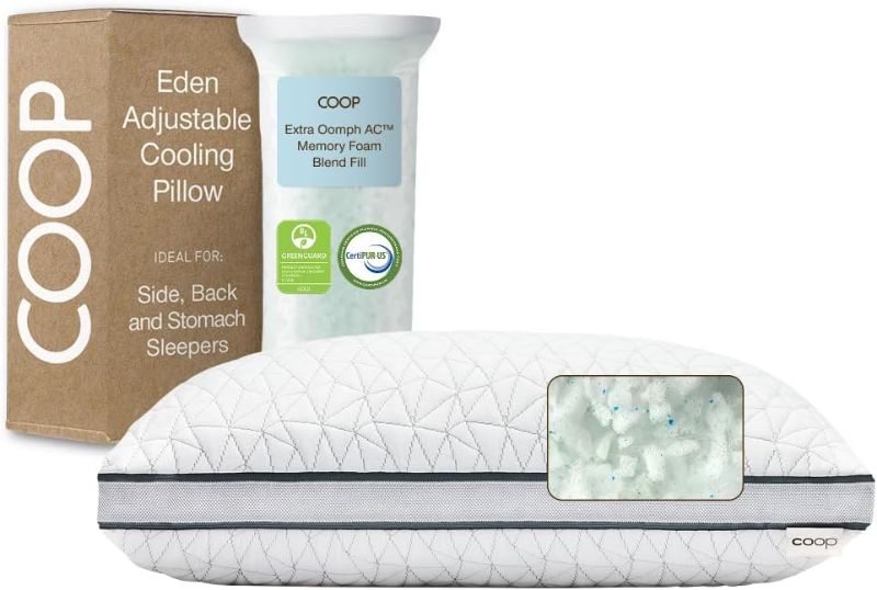 Photo 1 of Coop Home Goods Eden Bed Pillow Queen Size for Sleeping on Back, Stomach and Side Sleeper- Medium Soft Memory Foam Cooling Gel - CertiPUR-US/GREENGUARD Gold