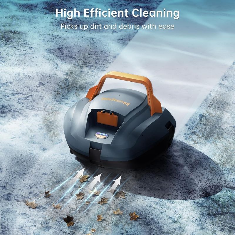 Photo 1 of Robotic Pool Cleaner, Cordless Pool Vacuum Robot with 100 Mins Runtime, Fast Charging, Powerful Suction, Self-Parking, Ideal for Above Ground Pools up to 850 Sq.ft, Blue Grey