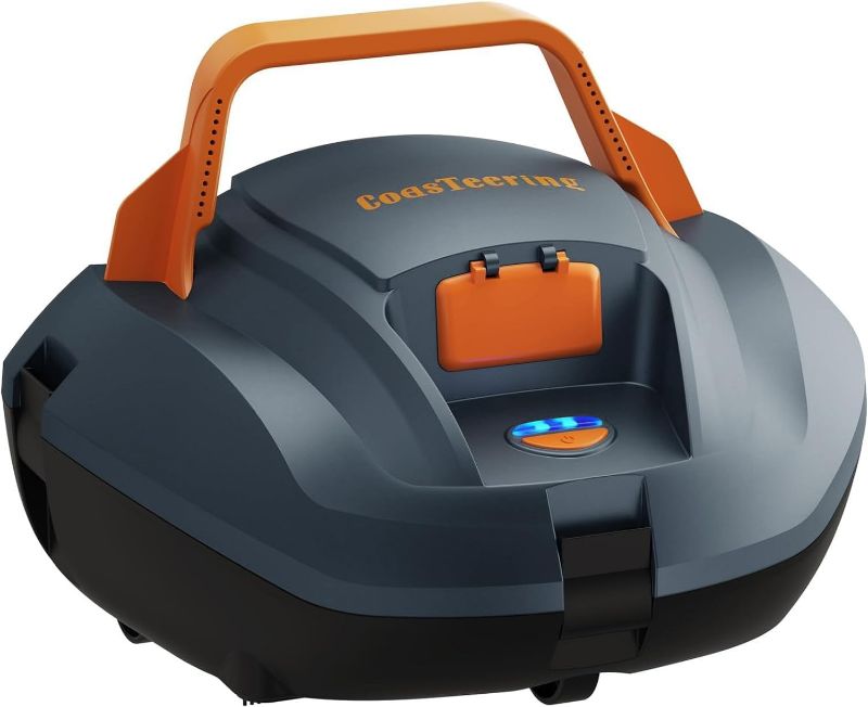 Photo 1 of Robotic Pool Cleaner, Cordless Pool Vacuum Robot with 100 Mins Runtime, Fast Charging, Powerful Suction, Self-Parking, Ideal for Above Ground Pools up to 850 Sq.ft, Blue Grey