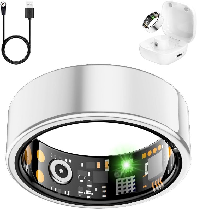 Photo 1 of Smart Health Ring for Women Men, Fitness Tracker Ring with Heart Rate, Blood Oxygen, Sleep Tracker, Step Tracker, No Subscription Fee, IP68 Waterproof Smart Ring for iPhone & Android