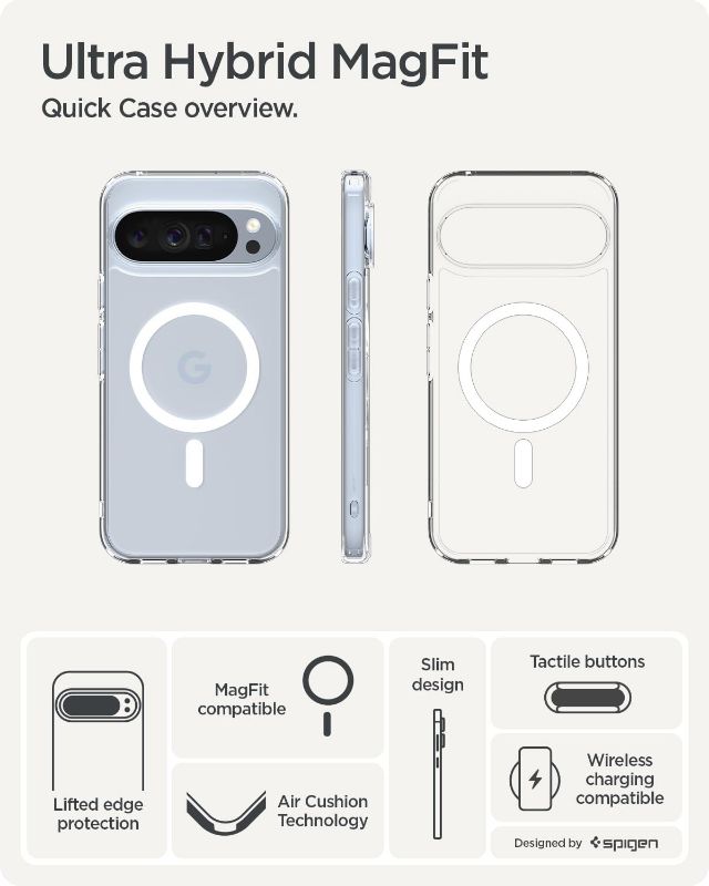 Photo 1 of Spigen for Pixel 10/10 Pro Case, Ultra Hybrid MagFit (2025) [Designed for Pixelsnap, Compatible with MagSafe Accessories] [Anti-Yellowing] - Clear