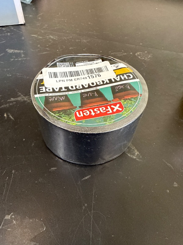 Photo 1 of XFasten Black Chalkboard Tape Removable, 2-Inch x 30-Foot, Black, Smudge Resistant Sticky Chalkboard Label Duct Tape
