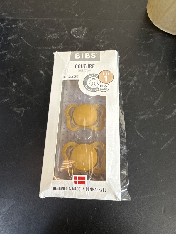 Photo 1 of BIBS Pacifiers - Couture Collection | BPA-Free Baby Pacifier | Made in Denmark | Set of 2 Mustard Color Premium Soothers | Size 0-6 Months