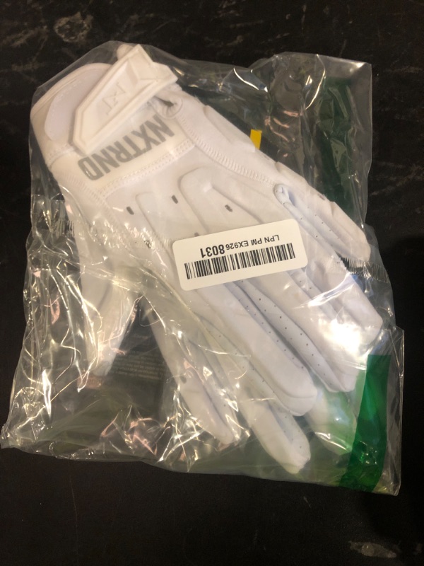 Photo 1 of Nxtrnd G3 Pro Padded Football Gloves, Sticky Padded Receiver & Lineman Gloves (White, Large)