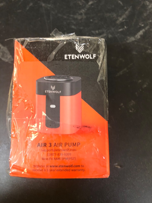 Photo 1 of ETENWOLF AIR 3 Air Pump for Inflatables with 2600 mAh Battery & Camping Light, Ultra-Fast and Mini Electric Air Pump, Inflate Deflate for Air Mattress, Pool Floats, Vacuum Storage Bags, Vivid Orange
