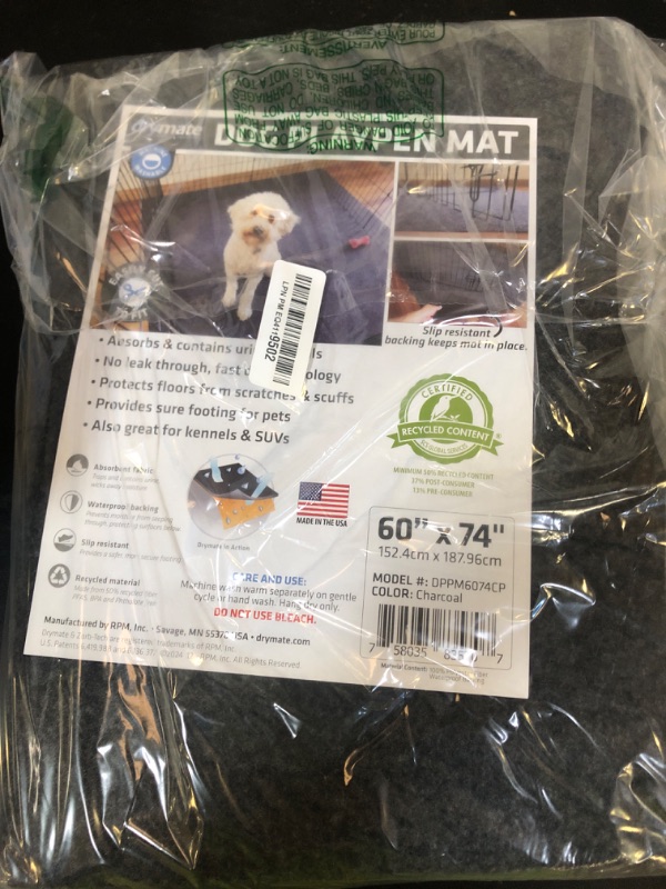 Photo 1 of Drymate Jumbo Dog Playpen Mat (60x74), Super Absorbent, Waterproof, Slip-Resistant, Machine Washable, Reusable Puppy Pad for Training, Whelping, Housebreaking, Incontinence, Crate, Kennel (USA Made)